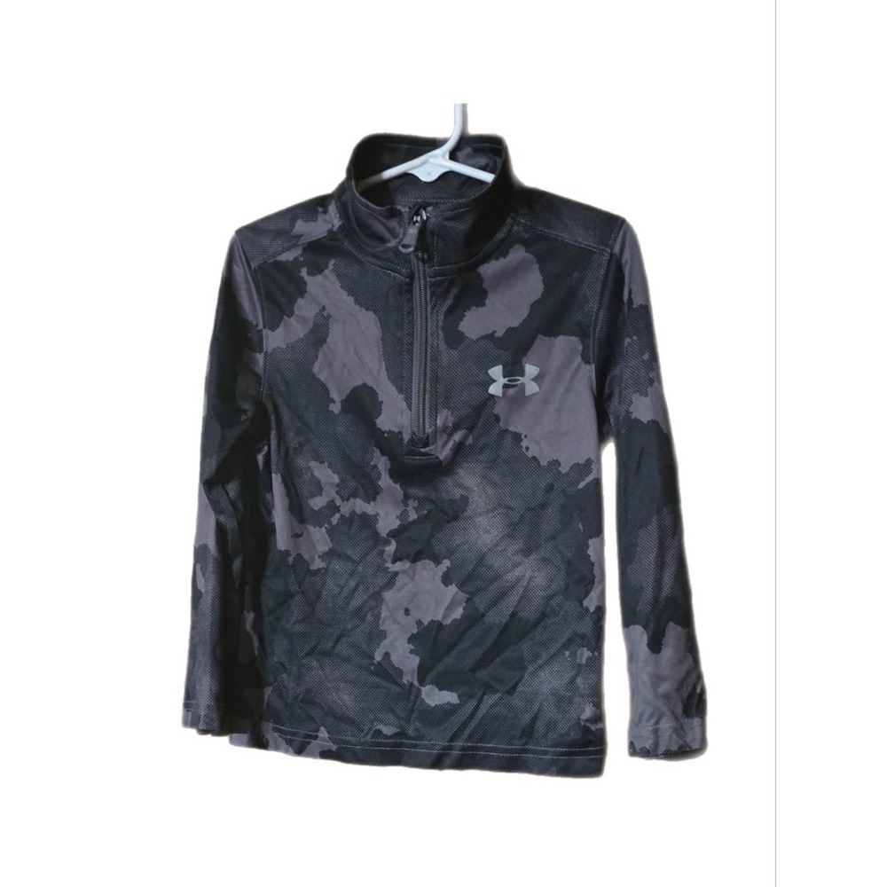 Under Armour Quarter Zip Pullover Boys Size 4 Grey Camo Excellent Activewear